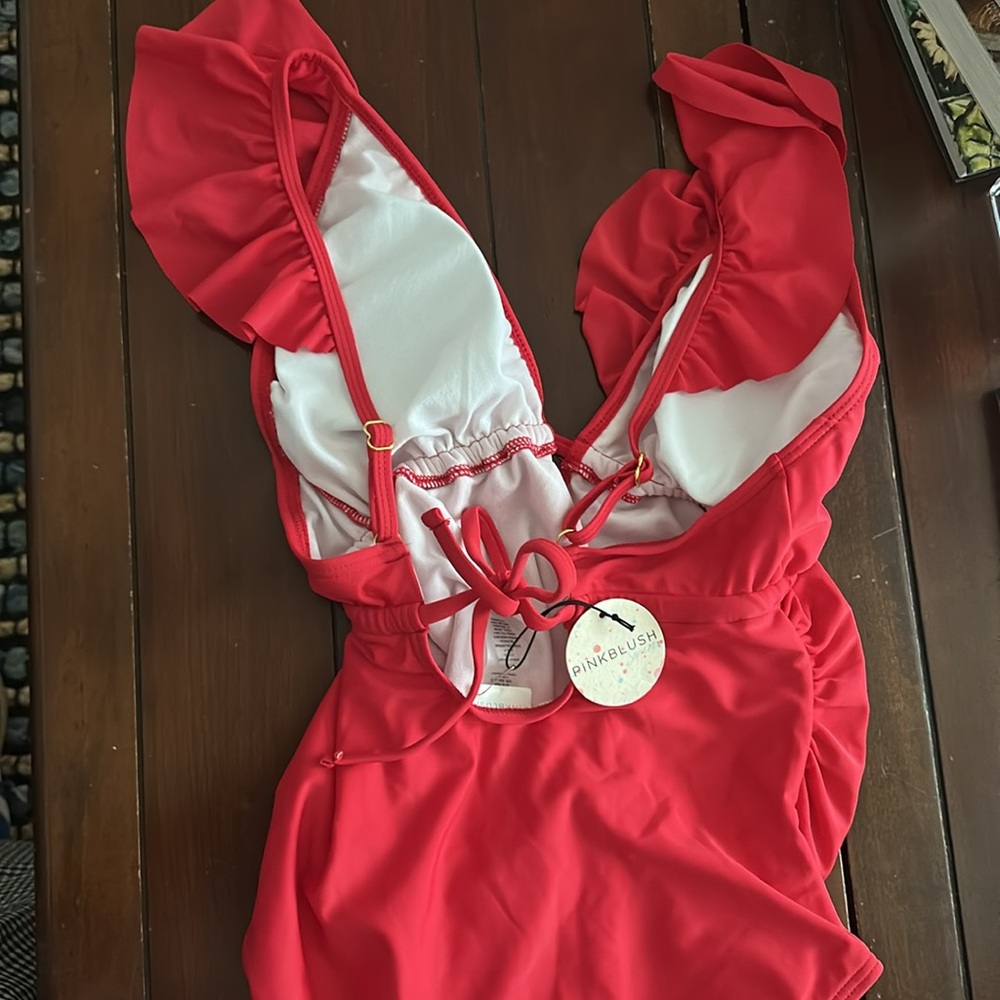 Pinkblush Red Ruffle One-Piece Swimsuit - Picture 3 of 3